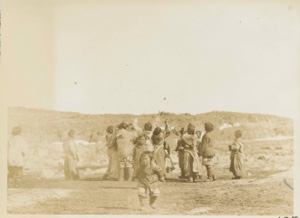 Image of Eskimos [Inuit] playing ball at Im-nah-wa-look
